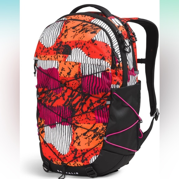 The North Face Women’s Borealis Commuter Laptop Backpack Fiery Red Abstract NWT - Picture 1 of 16